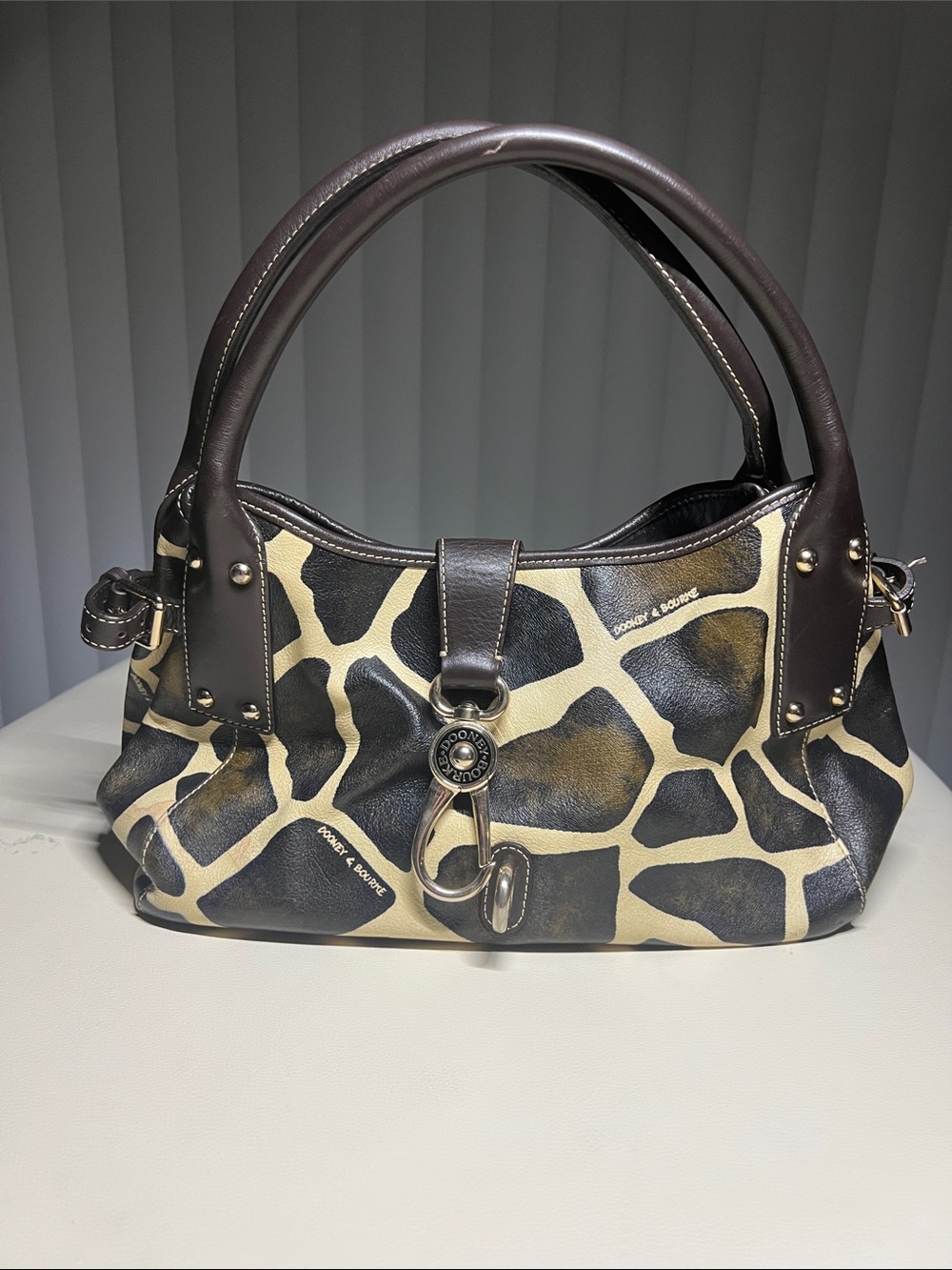 Dooney & Bourke Brown and Cream Giraffe-Print Shoulder Bag